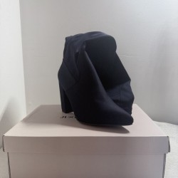 Bottes Cuissardes à Talons Carrés Bleu Marine